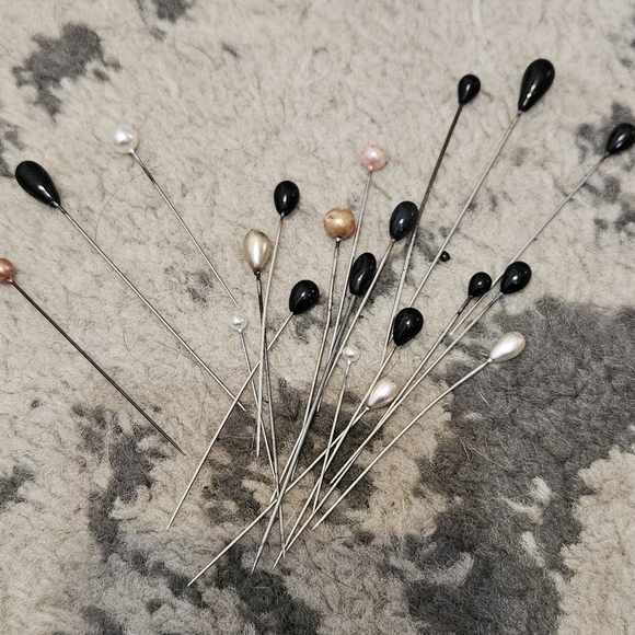 Elegant Black and Pearl Hat Pins Set